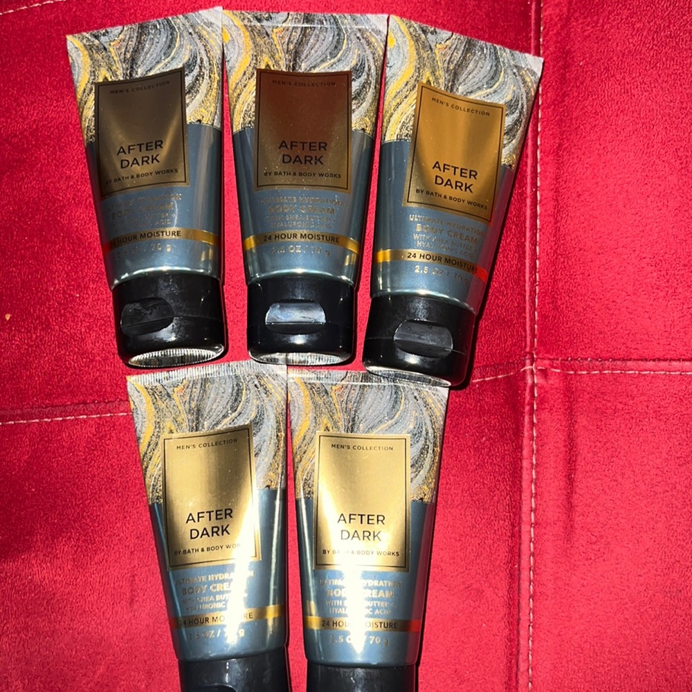 BBW MENS 5pc  set TRAVEL SIZE Body cream After Dark